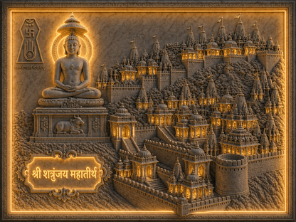 Shri Shatrunjay Mahatirth 3D Wall Mural — Divine Glow finish | RadhaSam