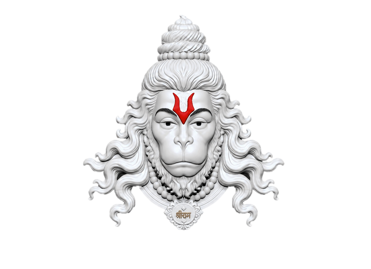 3D Wall Mural — Shri Hanuman Ji Sacred Face with Shri Ram Pendant | RadhaSam