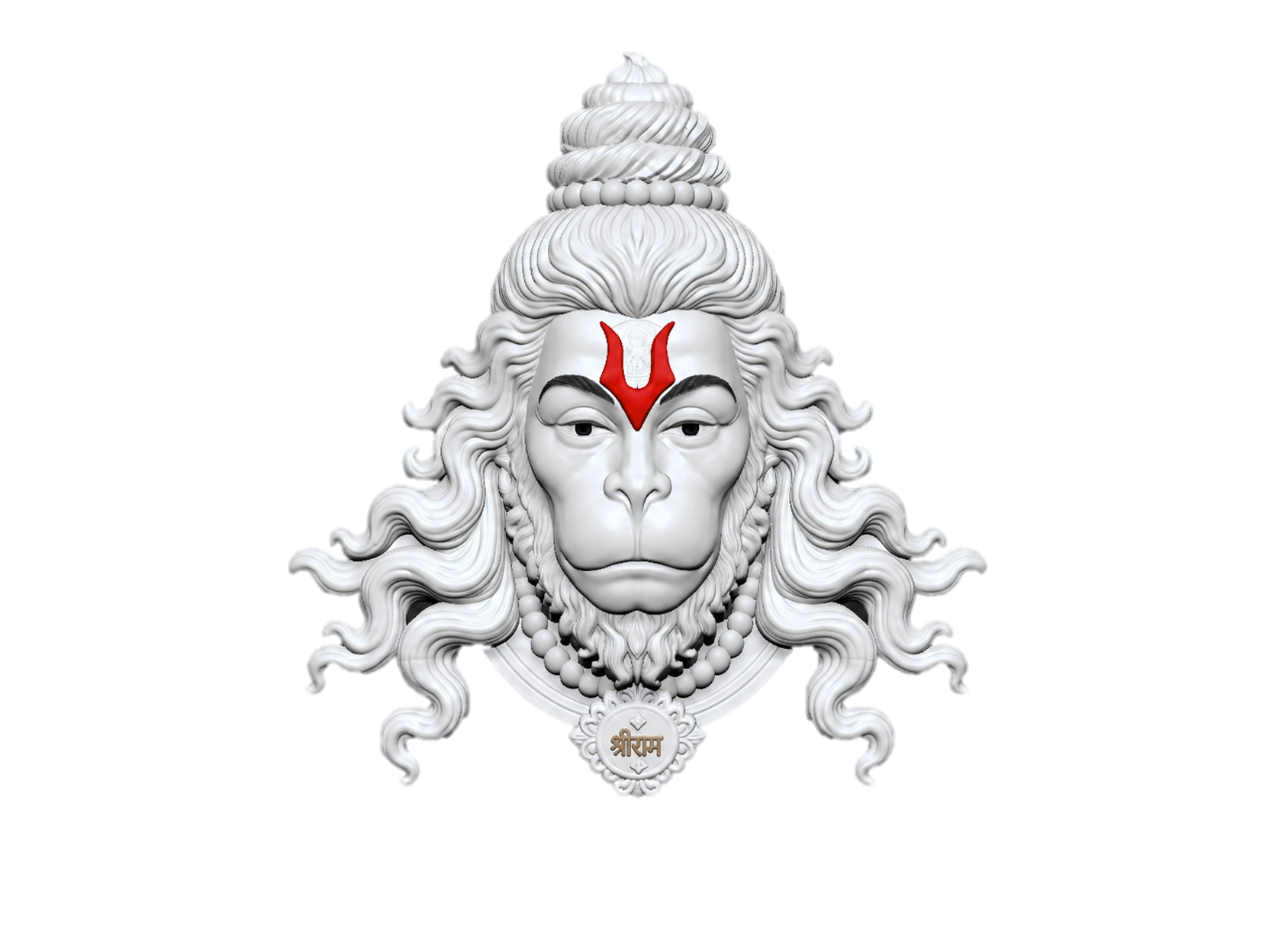 3D Wall Mural — Shri Hanuman Ji Sacred Face with Shri Ram Pendant | RadhaSam