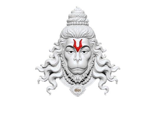 3D Wall Mural — Shri Hanuman Ji Sacred Face with Shri Ram Pendant | RadhaSam
