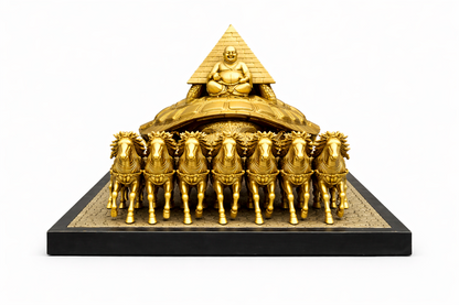 Vastu Rath showing 7 sacred powers - horses, tortoise, Buddha, pyramid, Shree Yantra