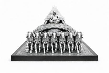 Vastu Rath showing 7 sacred powers - horses, tortoise, Buddha, pyramid, Shree Yantra