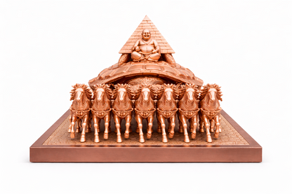 Vastu Rath showing 7 sacred powers - horses, tortoise, Buddha, pyramid, Shree Yantra